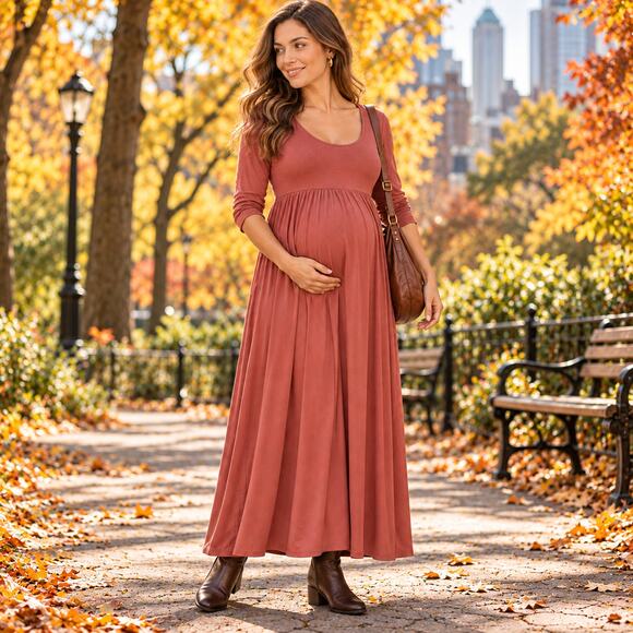 Hatch Dresses & Skirts - Hatch Maternity Long Sz 1 / S Dusty Rose Pink Dress Designer Casual Autumn